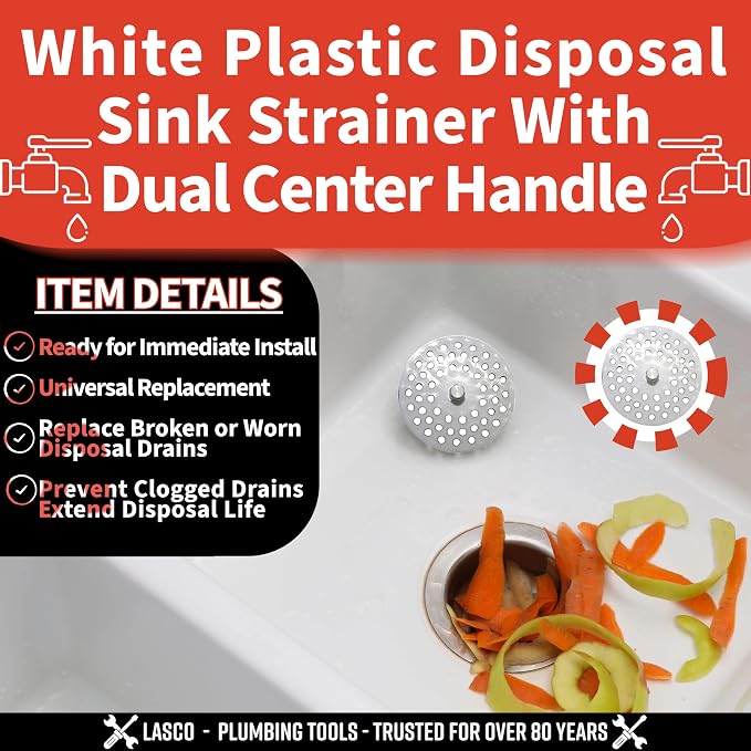 LASCO 02-4021 White Plastic Disposal Sink Strainer Fits Most - Image 3