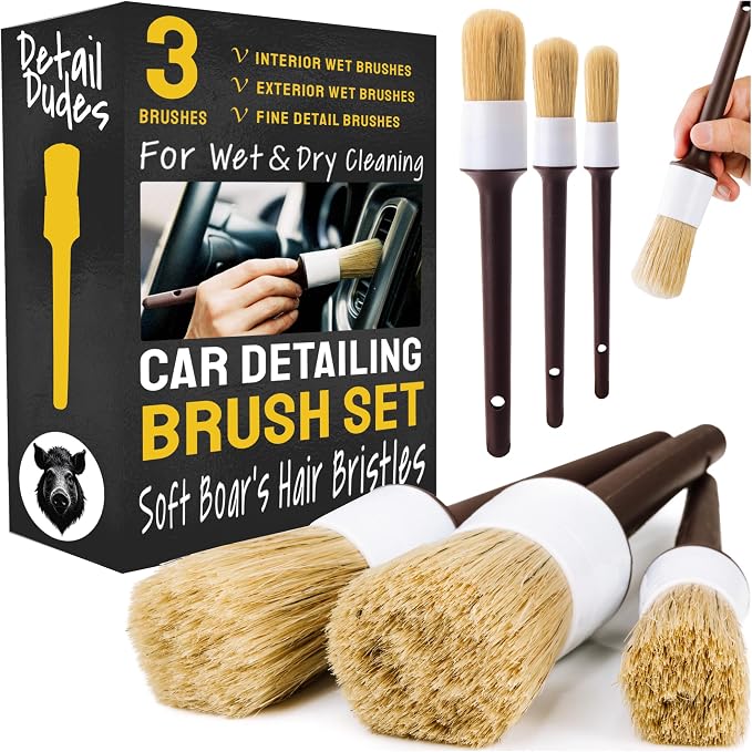 Soft Boar Hair Car Detailing Brush Set by DetailDudes