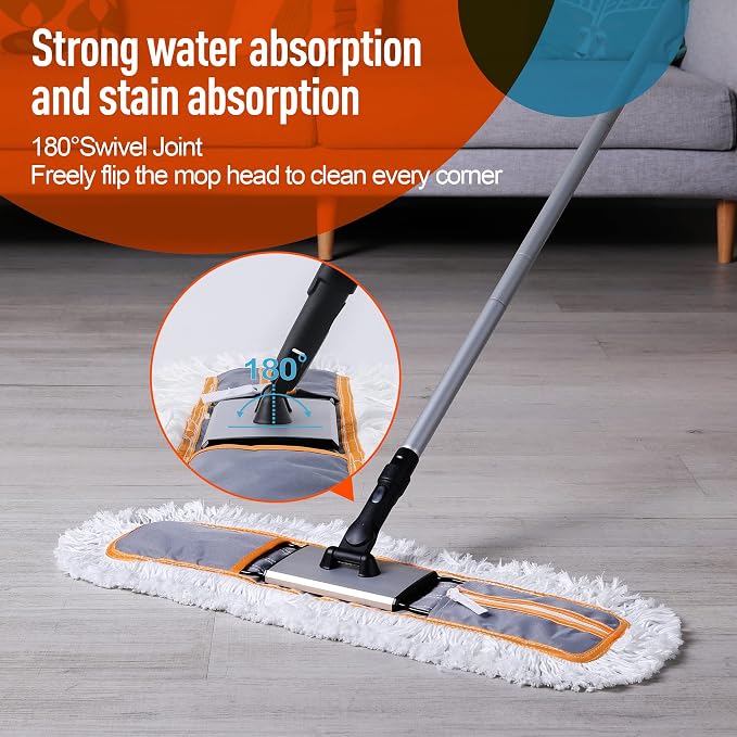 24" Commercial Dust Mop for Floor Cleaning, Heavy Duty Sweeper Broom - Image 9
