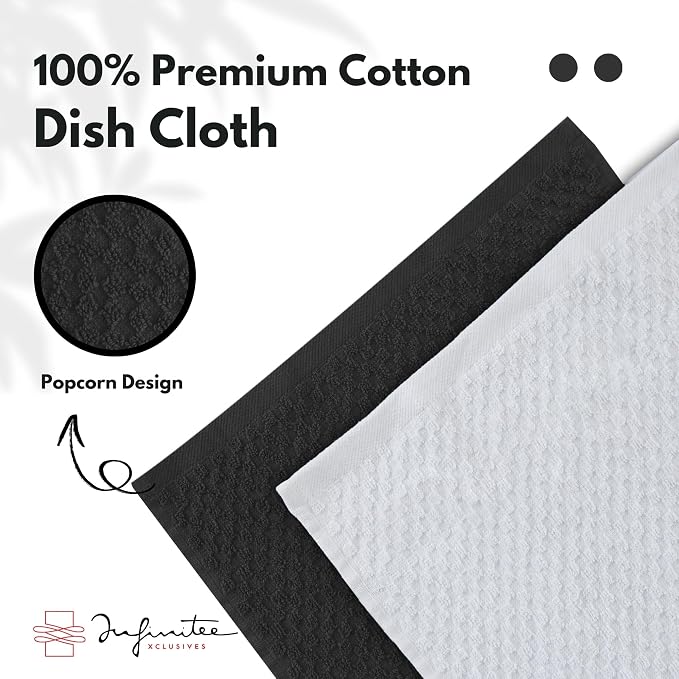 Infinitee Xclusives Premium Dish Cloth 100% Cotton 12 x 12 Inches |Pack of 4| - Image 7