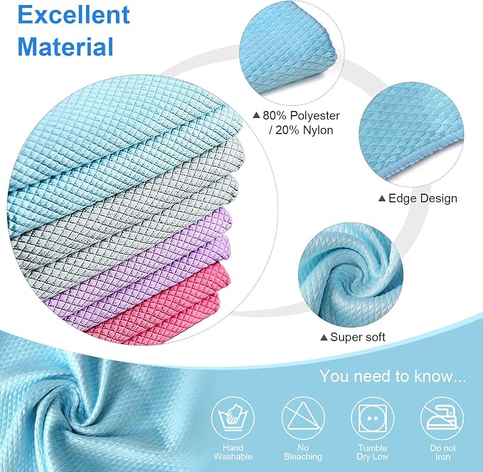 Niveaya Microfiber Glass Cleaning Cloth, Stainless Steel Windshield Shower - Image 2