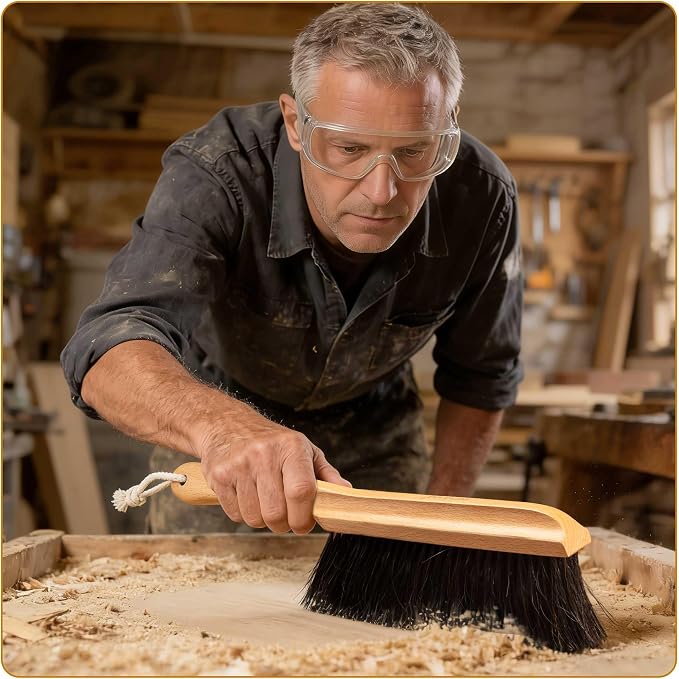 BFWood Horse Hair Hand Broom, Woodworking Bench Cleaning Brush, Fireplace Dust - Image 3