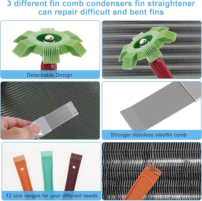 6Pcs Air Conditioner Fin Cleaner Set, Air Conditioner Fin Combs Kit, AC Fin - Image 3
