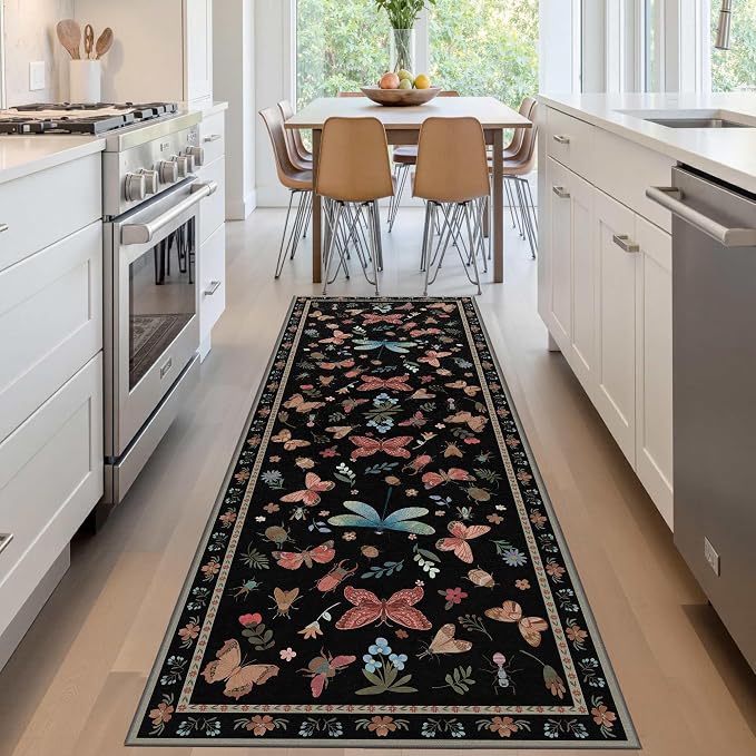 2x6 Floral Runner Rug, Washable Runners - Image 2