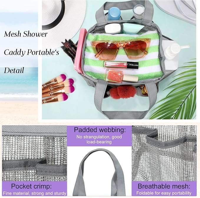 Hillban 4 Pcs Mesh Shower Caddy Portable Large Quick Dry Shower Caddy Basket - Image 3