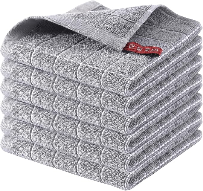 Homaxy 100% Cotton Terry Kitchen Dish Cloths, Ultra Soft and Absorbent Dish by Homaxy