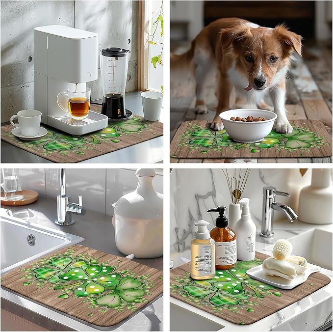 St Patricks Day Wooden Plank Shamrock Drying Mat - Image 7