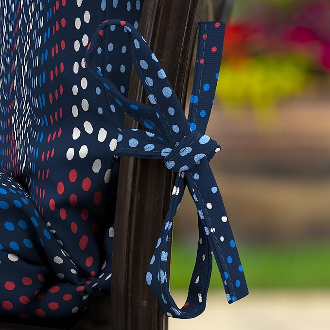 Arden Outdoor Midback Chair Cushion, 18 x 16.5, Rain-Proof, Fade Resistant Sapphire Liberty Mosaic