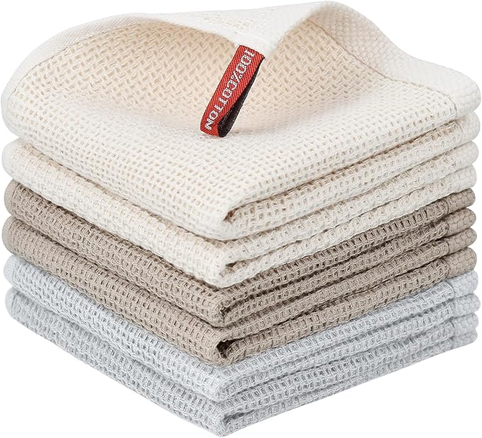 Nialnant 6 Pack Dish Rags, 100% Cotton Kitchen Dish Cloths by Nialnant