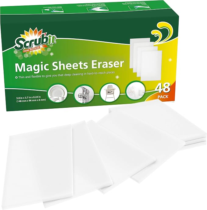 SCRUBIT Magic Sponge Eraser Sheets – 48 Pack Disposable Magic Eraser Wipes - Image 8