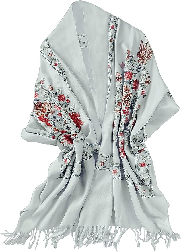 Urban CoCo Women's Embroidered Tassel Long Shawl Oversize Scarf Wraps for Women