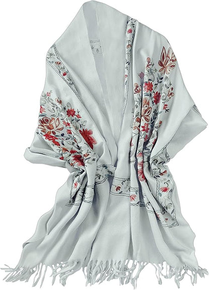 Urban CoCo Women's Embroidered Tassel Long Shawl Oversize Scarf Wraps for Women