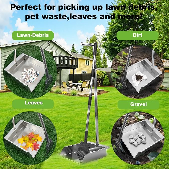 Pooper Scooper for Large Dogs, Dog Pooper Scooper Heavy Duty Long Handle Metal - Image 2
