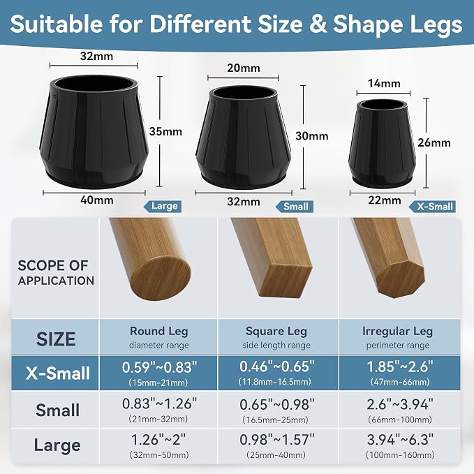 24PCS Extra Small Silicone Chair Leg Floor Protectors - Image 3