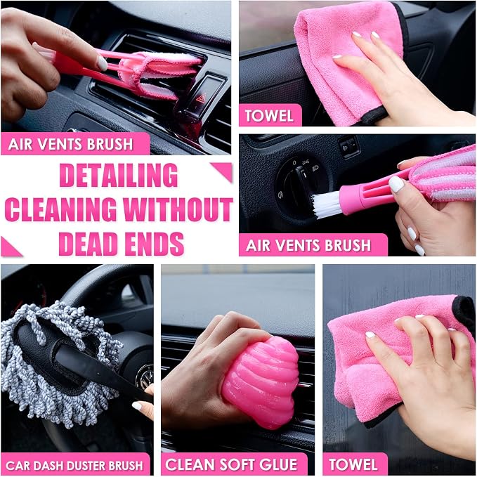 Viewsun 17pcs Car Cleaning Kit, Detailing Brush Set, Windshield Cleaner - Image 5