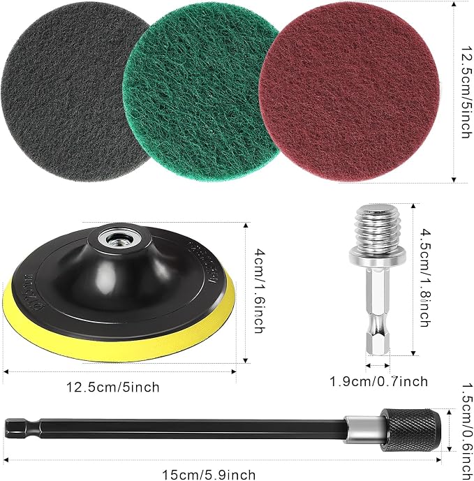 Power Scrub Pads Drill Attachment, GOH DODD 15 Pieces 5 Inch Headlight - Image 2