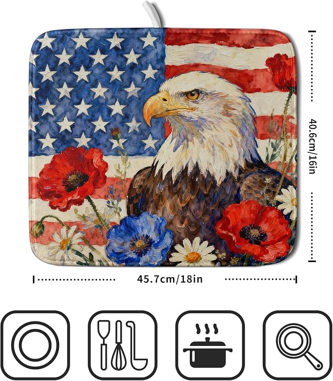 4th of July American Flag Eagle Dish Drying Mat - Image 2