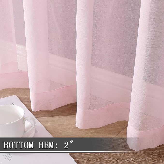 Tollpiz Sheer Curtains Linen Textured Bedroom Curtain Sheers Light Filtering - Image 4
