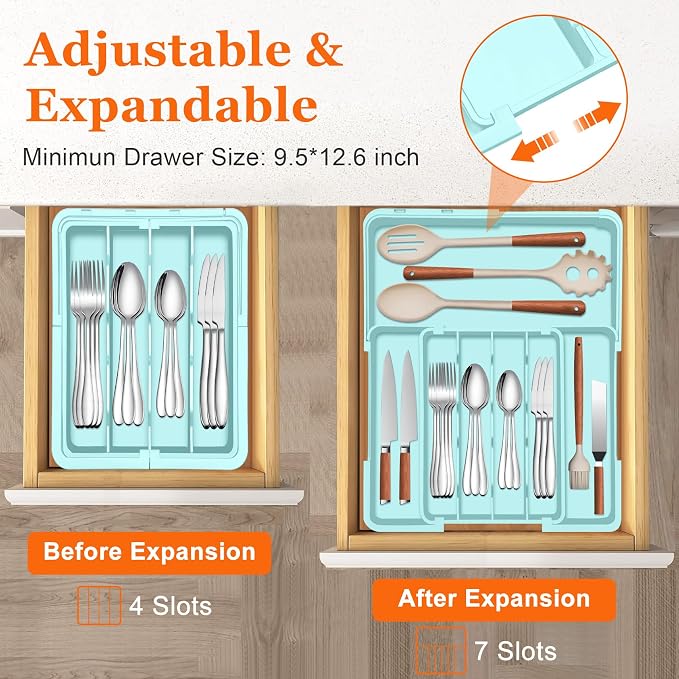 Silverware Organizer Expandable Silverware Drawer Organizer Adjustable Drawer - Image 3