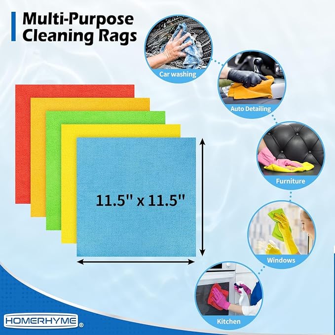 HOMERHYME Microfiber Cleaning Cloth, 150 Pack Cleaning Rags Microfiber Towel - Image 8