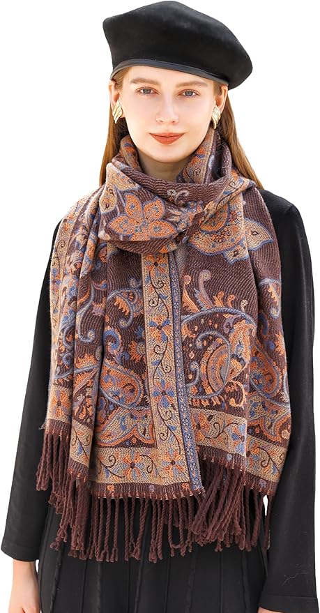 Wander Agio Warm Fashion Scarf Long Shawl Large Blanket Winter Wraps Scarves for Women Cashmere Jacquard Vintage Paisley