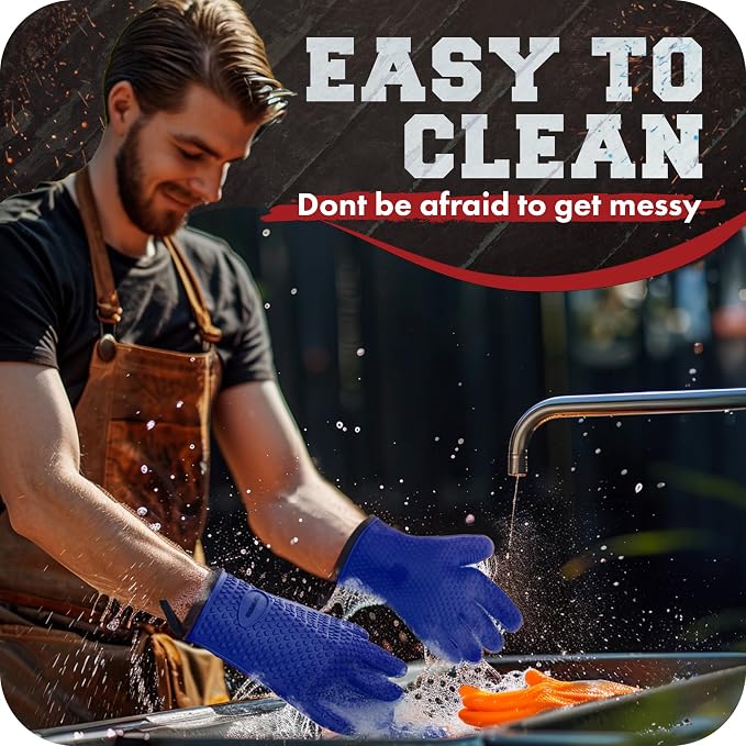 KITCHEN PERFECTION XL Silicone Smoker Oven Gloves-Extreme Heat Resistant BBQ - Image 6