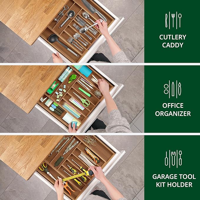 ROYAL CRAFT WOOD Luxury Bamboo Kitchen Drawer Organizer - Image 8