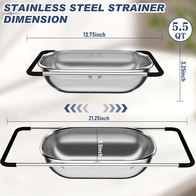 Over the Sink Colander, Expandable Strainers and Colanders - Image 7