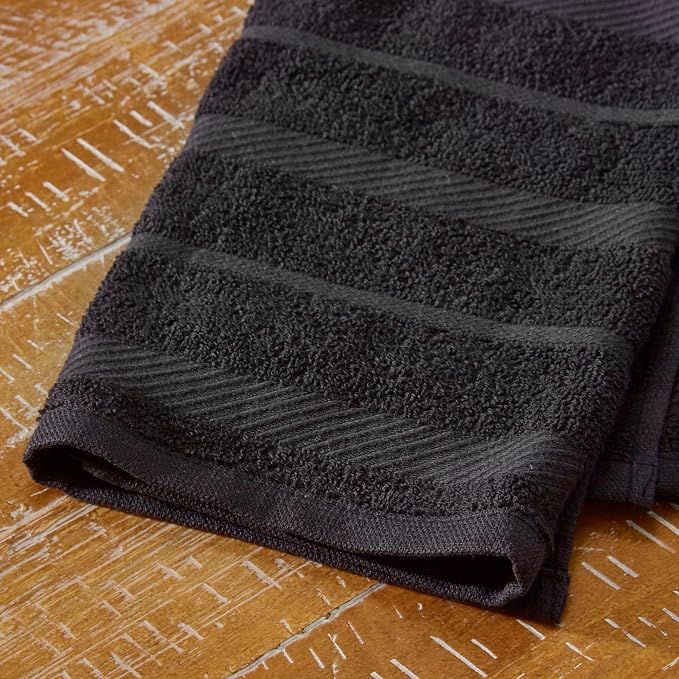 KitchenAid Albany Kitchen Towel 4-Pack Set, Matte Black/White - Image 4