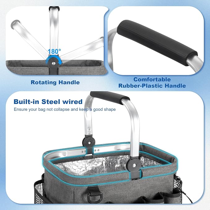 Cleaning Caddy Organizer with Handle, Cleaning Tote Bag with Multiple Pockets - Image 2