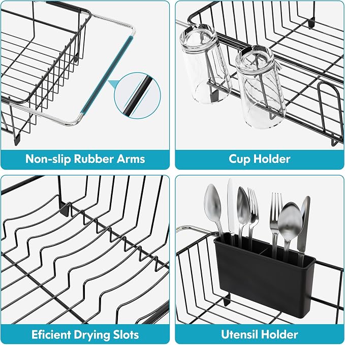 Over The Sink Expandable Dish Drainer Drying Rack in Stainless Steel - Image 4