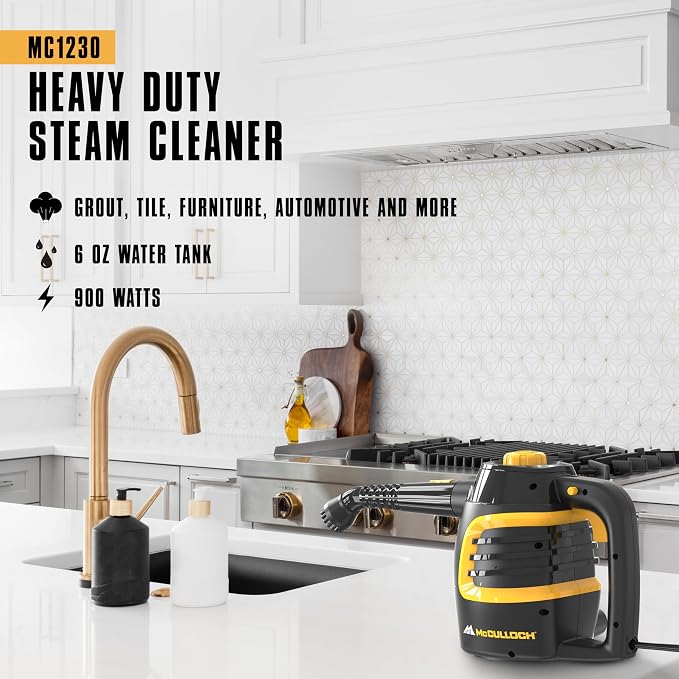 McCulloch MC1230 Handheld Steam Cleaner, 10 Minute Runtime, 11 Accessories: Jet - Image 2
