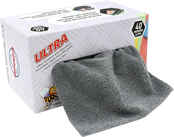 Microfiber Cleaning Cloth, Lint-Free Shop Towels Reusable, Bulk Rags in a Box by KICKLEEN