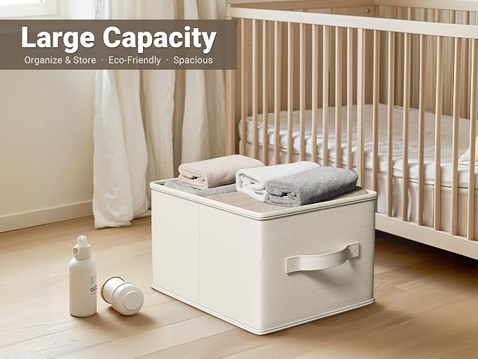 3 Pack Fabric Storage Bins for Shelves | 16.25x12x10in Closet | Collapsible - Image 2