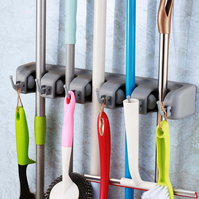 TOGU Mop and Broom Holder Wall Mounted 5 Position Storage Rack by TOGU