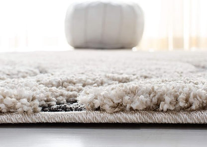 SAFAVIEH Florida Shag Collection Runner Rug - 2'3" x 13', Cream & Grey, Non-Shedding & Easy Care, 1.2-inch Thick Ideal for High Traffic Areas in Living Room, Bedroom (SG471-1180)