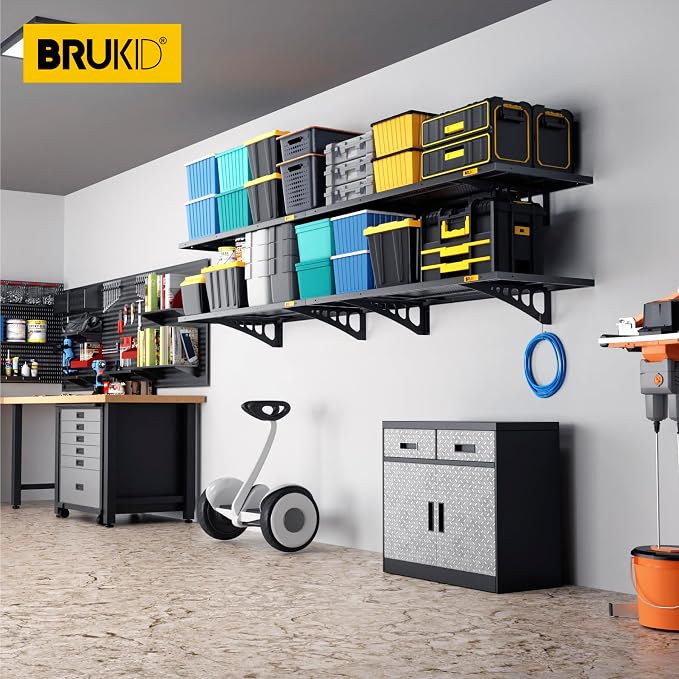 4Pack 1.64x4ft Adjustable Metal Garage Wall Shelving Heavy Duty Garage Storage - Image 7