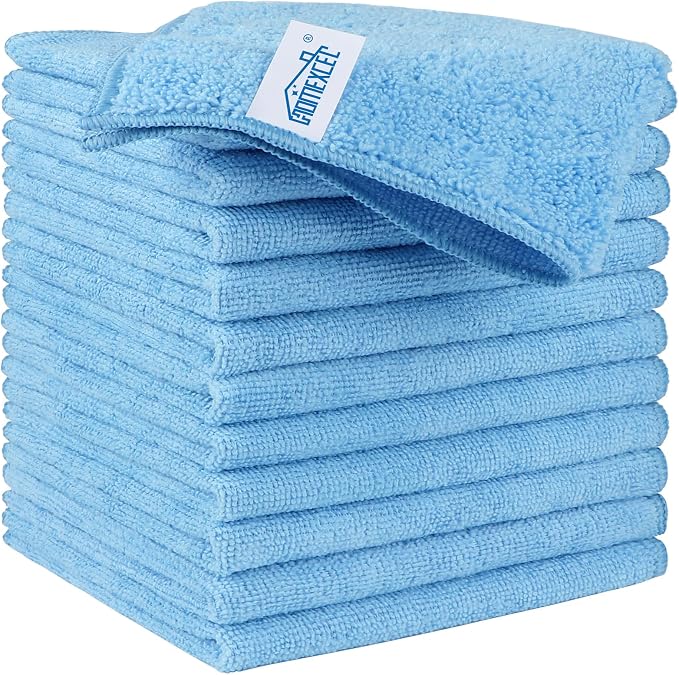 HOMEXCEL Blue Microfiber Cleaning Cloth, 12 Pack Premium Microfiber Towels by HOMEXCEL