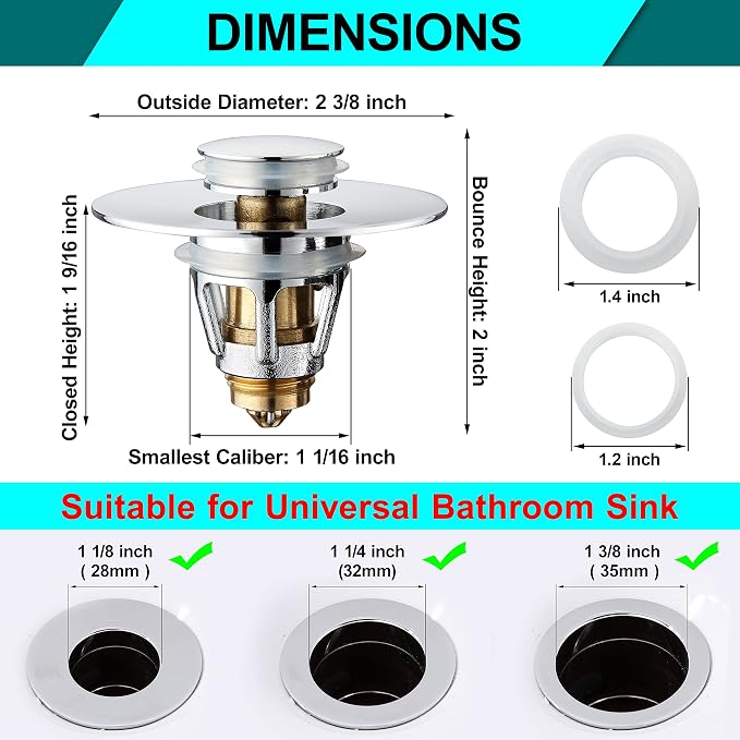 Universal Bathroom Sink Stopper - Image 2
