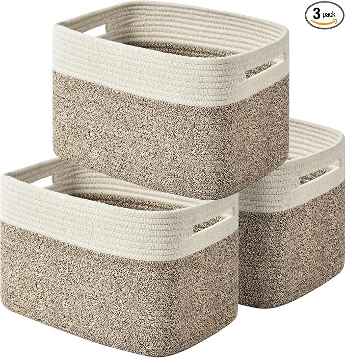 Storage Basket, Woven Baskets for Storage, Cotton Rope Baskets for Organizing by Issudata