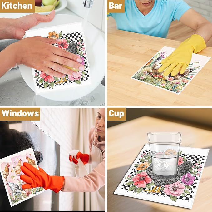 Swedish Dishcloths for Kitchen, Farm Reusable Washable Absorbent Dish Towel for - Image 6