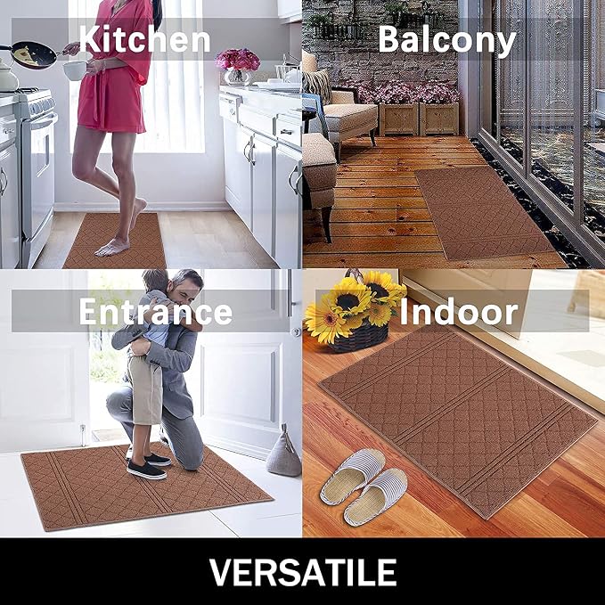 REFETONE Indoor Doormat, Front Back Door Mat 16"x24" Absorbent Rubber Backing - Image 5