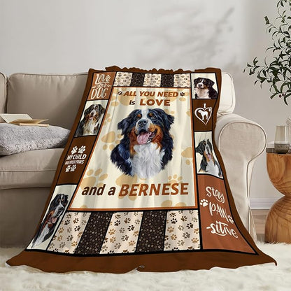 Bernese Mountain Dog Print Blanket Best Dog Pet Animal Throw Blankets for Couch Sofa Stuff Decor Gifts Lightweight Soft Cozy Fleece Plush Warm Flannel Bedding for Lover Man Woman Teen Adults 40"x50"