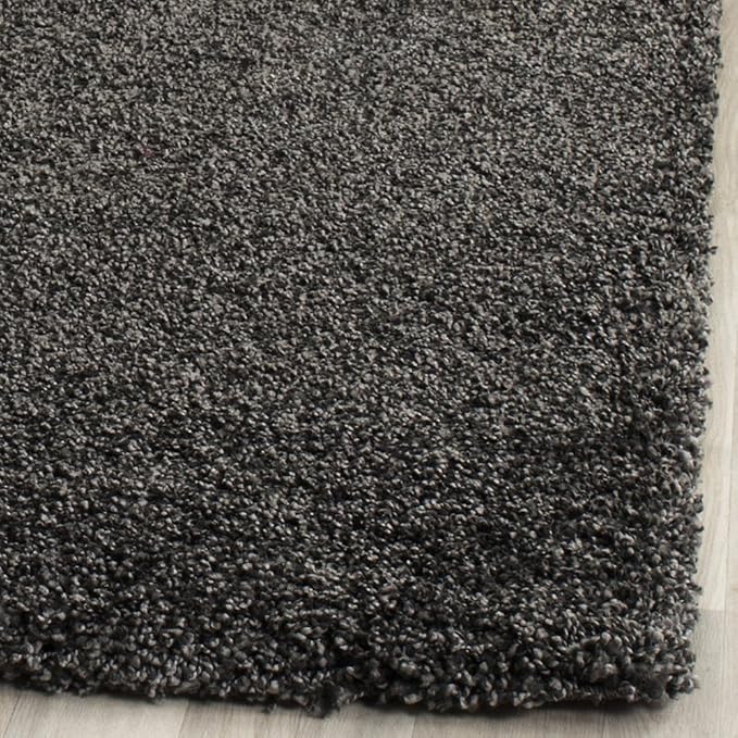 SAFAVIEH Milan Shag Collection Accent Rug - 3' x 5', Dark Grey, Solid Design, Non-Shedding & Easy Care, 2-inch Thick Ideal for High Traffic Areas in Entryway, Living Room, Bedroom (SG180-8484)