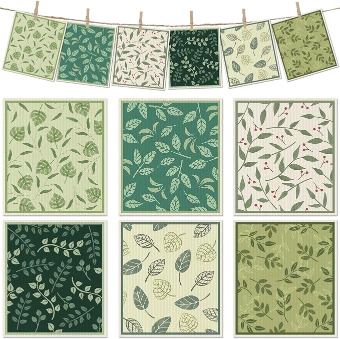 6 Packs Swedish Paper Cloths for Kitchen, Reusable Paper Towels Washable Dish by Revahope