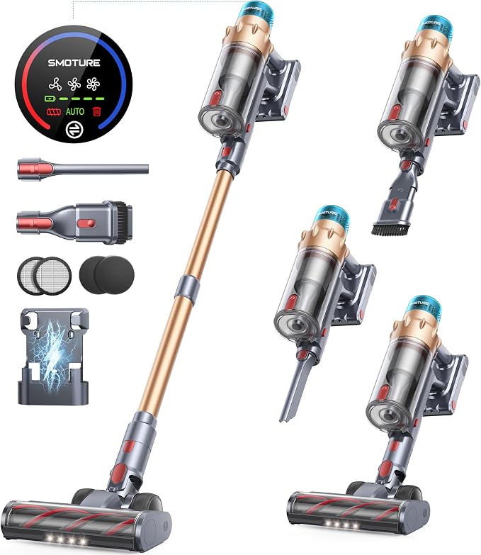 Cordless Vacuum Cleaner, 600W 50KPA 65 Mins Runtime Self-Standing Vacuum by CORDLESSVACUUMCLEANER