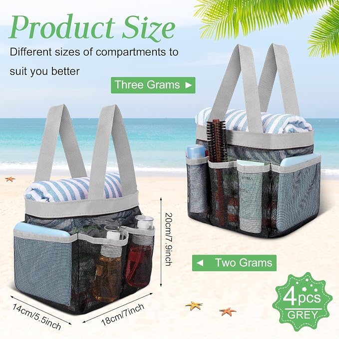 Hillban 4 Pcs Mesh Shower Caddy Portable Large Quick Dry Shower Caddy Basket - Image 2