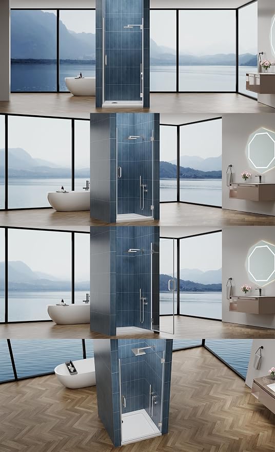 Framelss Hinged Shower Door, 3/8" Tempered Glass - Image 12