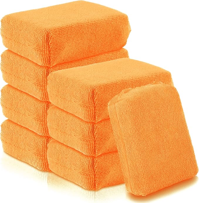 8 PCS Microfiber Applicator Pad, 4.7"x3.1" Scratch-Free Foam Buffing Scrub Pads by Mkobon