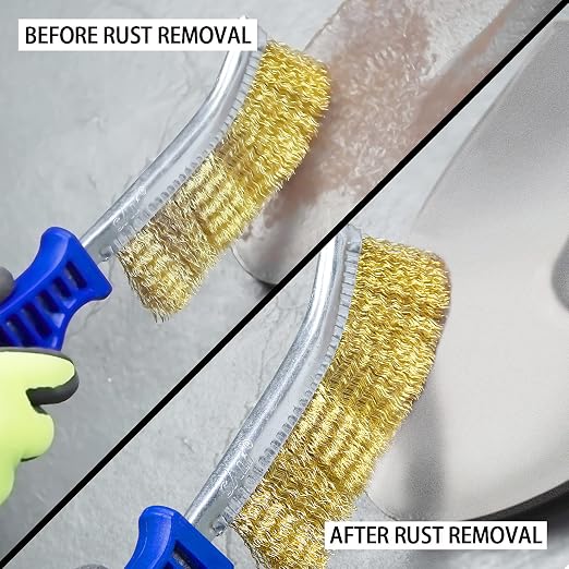 SALI Heavy Duty Wire Brushes for Cleaning Rust Removal Brass Brush Tool 11" - Image 4